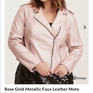 Rose Gold Metallic Faux Leather Jacket